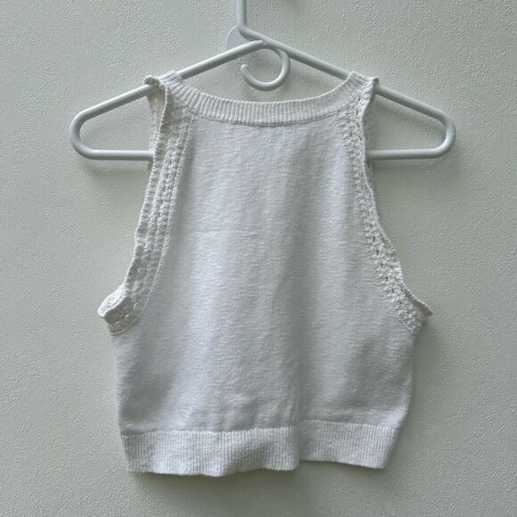 Madewell Knit Tank Top Women’s Medium White Sleeveless Sweater Vest Cropped - Picture 2 of 5
